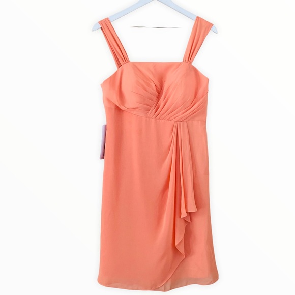 Azazie NWT 2 Pc. Olivia Coral Chiffon Flowy Dress‎ Size 8 - Picture 9 of 12